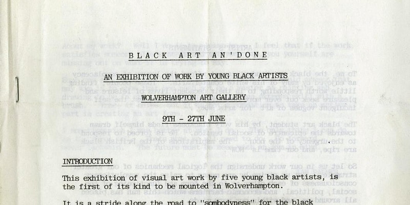 Black Art An'Done Exhibition Handout, June 1981