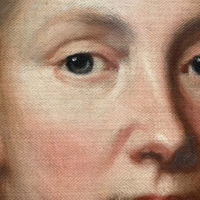 close up detail of painted face, by 17th century artist Mary Beale