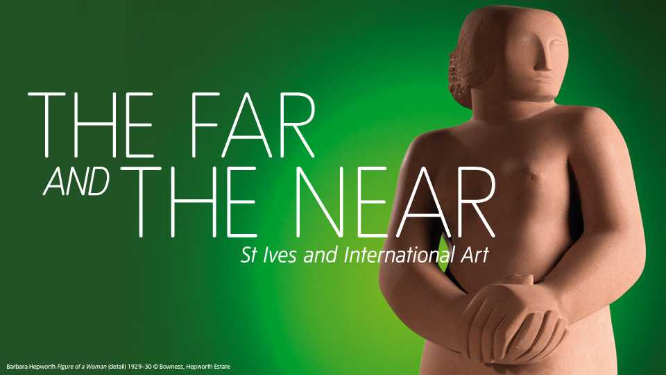 exhibition poster, with red clay figure set against bright green backdrop